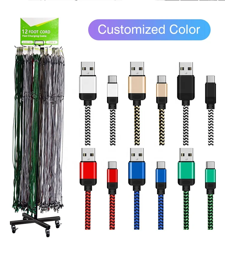 Новые товары для iphone зарядный кабель 1 м 2 Многоцветный Плетеный Кабель Micro USB быстрое зарядное устройство Type C