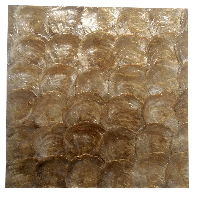 Handmade Hotel Decoration Golden White Color Capiz Shell Mosaic Tile For Bathroom And Kitchen Wall Backsplash