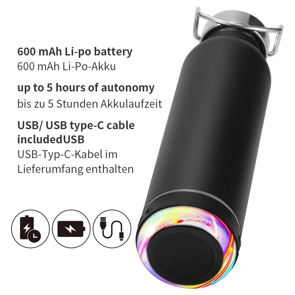 450ml 600ml Smart Stainless Steel Insulated Speaker Music Tumbler With Handle Custom Logo