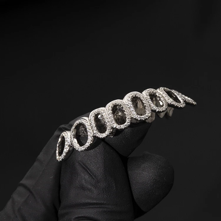 Factory Custom S925 Silver 10K 14K 18K Solid Gold Grillz Teeth Iced out VVS Moissanite Lab Natural Diamond Grillz for Teeth