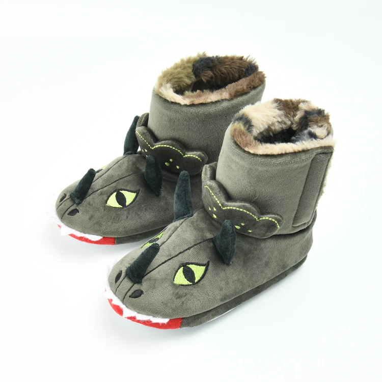 Новинка 2021, милые мягкие велюровые теплые детские тапочки с мультяшным рисунком животного, домашние ботинки