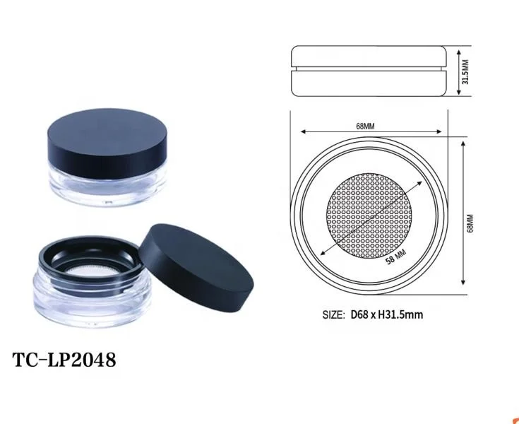 Custom Round Makeup Container Plastic Empty Loose Powder Jar With Sifter