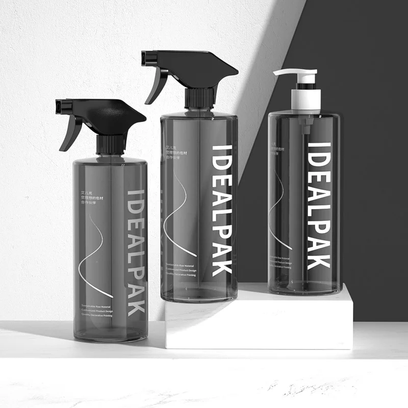 Customized Round Flat Shoulder Shampoo Bottle 1000ml Wholesale Plastic Lotion Pump Bottle