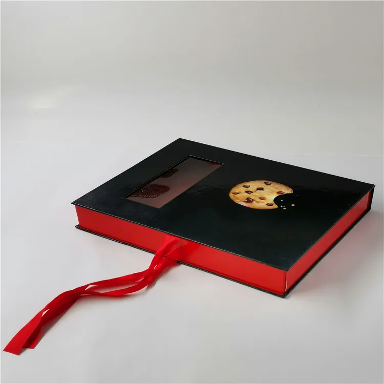 
Eco Friendly Custom Printing Logo Cake Cookie Packaging Paper Boxes with Window and Ribbon 