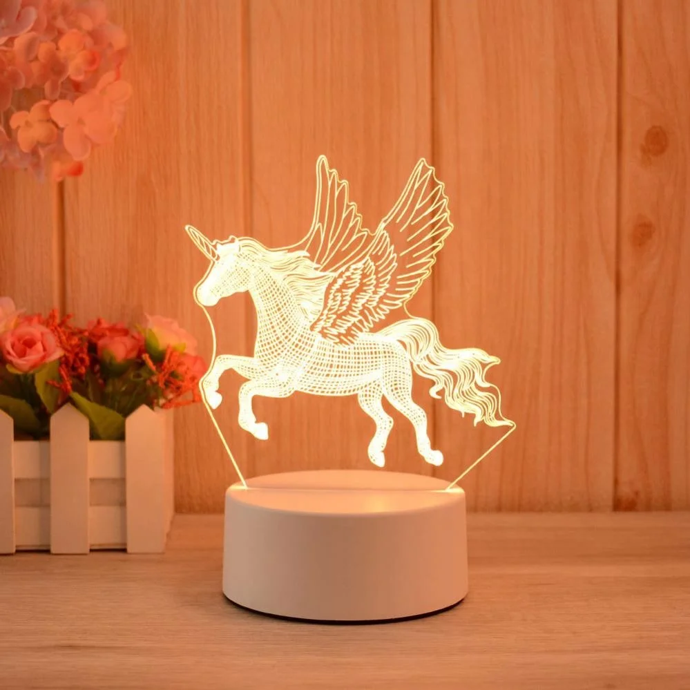 3D Night Lights Optical Illusion Lamps LED Night Lamps unicorn Acrylic 3d Light Decorative Gift for Kids bedroom light
