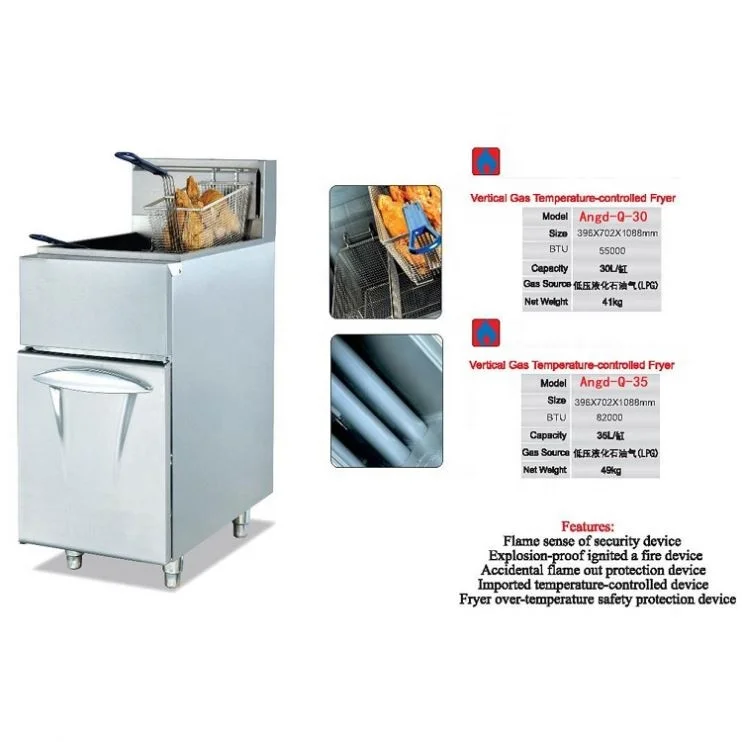 commercial fryers chips frying machine Kitchen equipment 3 tubes deep fryer Industry gas fryers