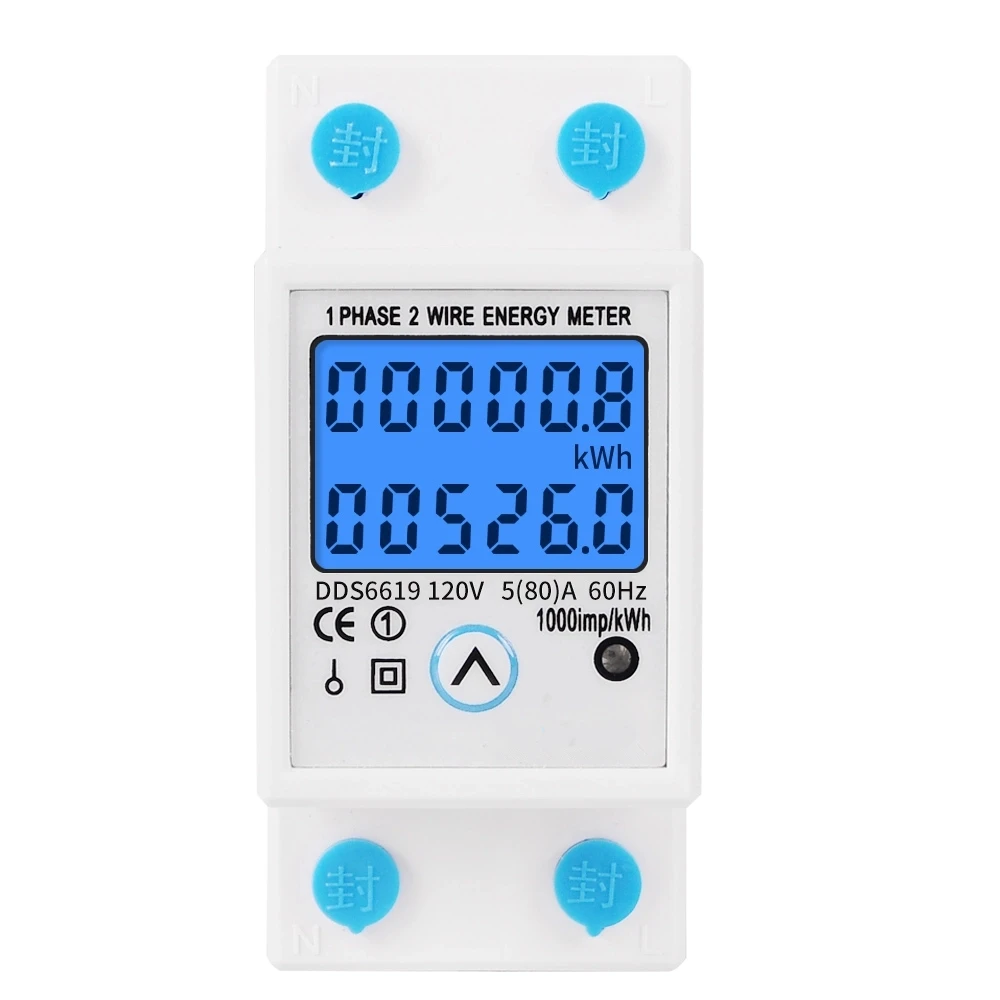 DDS6619 Rail LCD Digital Backlight Single Phase Energy Meter Multifunction kWh Power Consumption Wattmeter Electronic Measuring