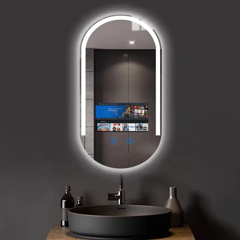 Luxury design led light bath silver safety smart mirror bathroom price gym workout mirror tv hair salon smart gym mirror