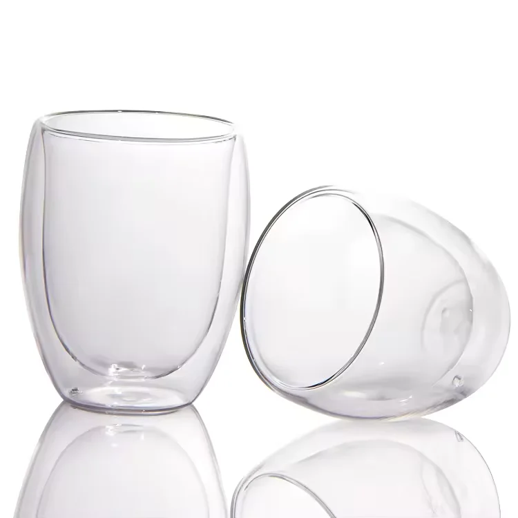 Double Wall Glass Cup Glass Cup Wholesale Transparent High Quality Customized Minimalist Mugs Giveaways