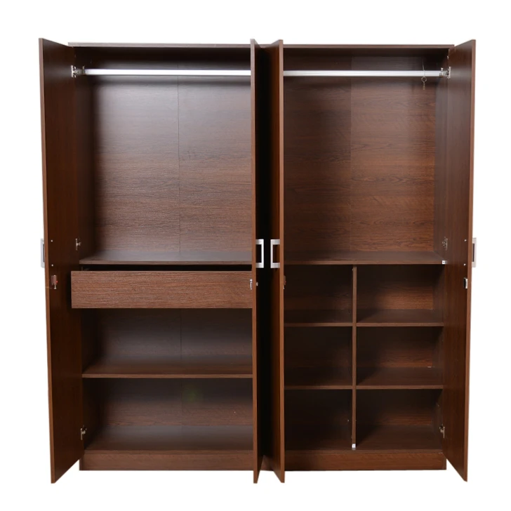 Modern design bedroom white laminate cabinet melamine wooden clothes wardrobe with 4 doors