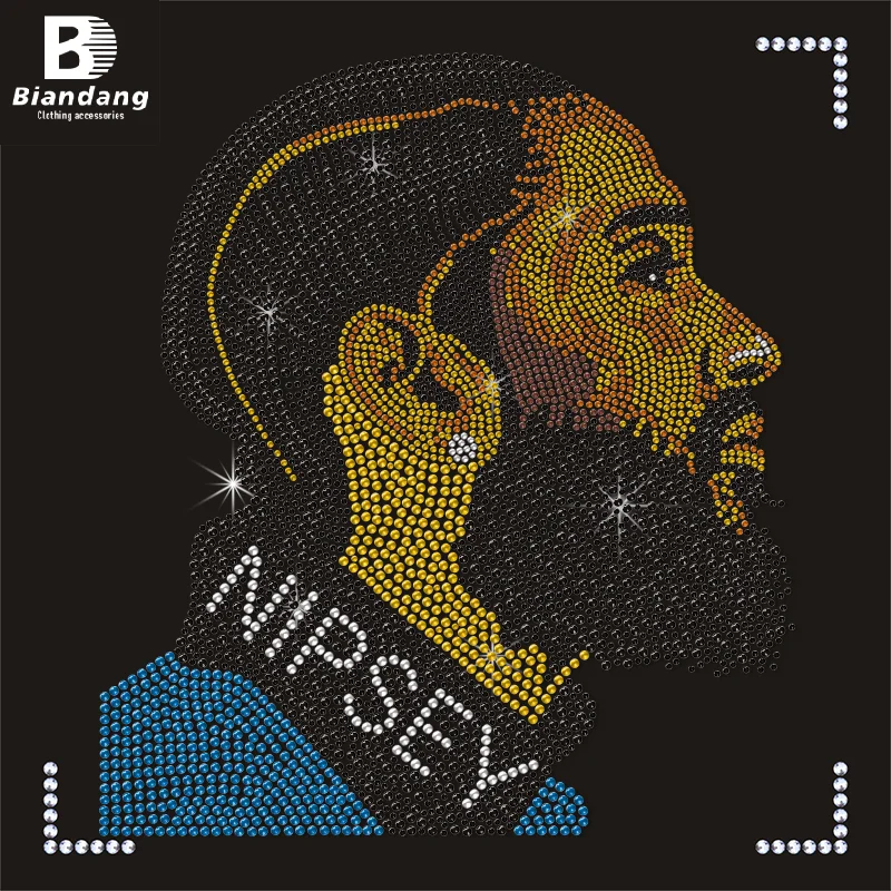 Factory Wholesale Price Shiny Portrait Hot Fix Rhinestone Transfer Custom Rhinestone Heat Transfer