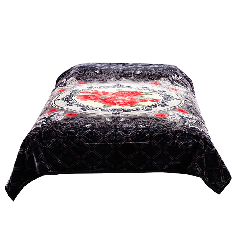 Custom Designed Super Soft Raschel Knitted Blanket Winter Thick Long Plush 6kg Weighted Korean Style Portable for Home Hotel
