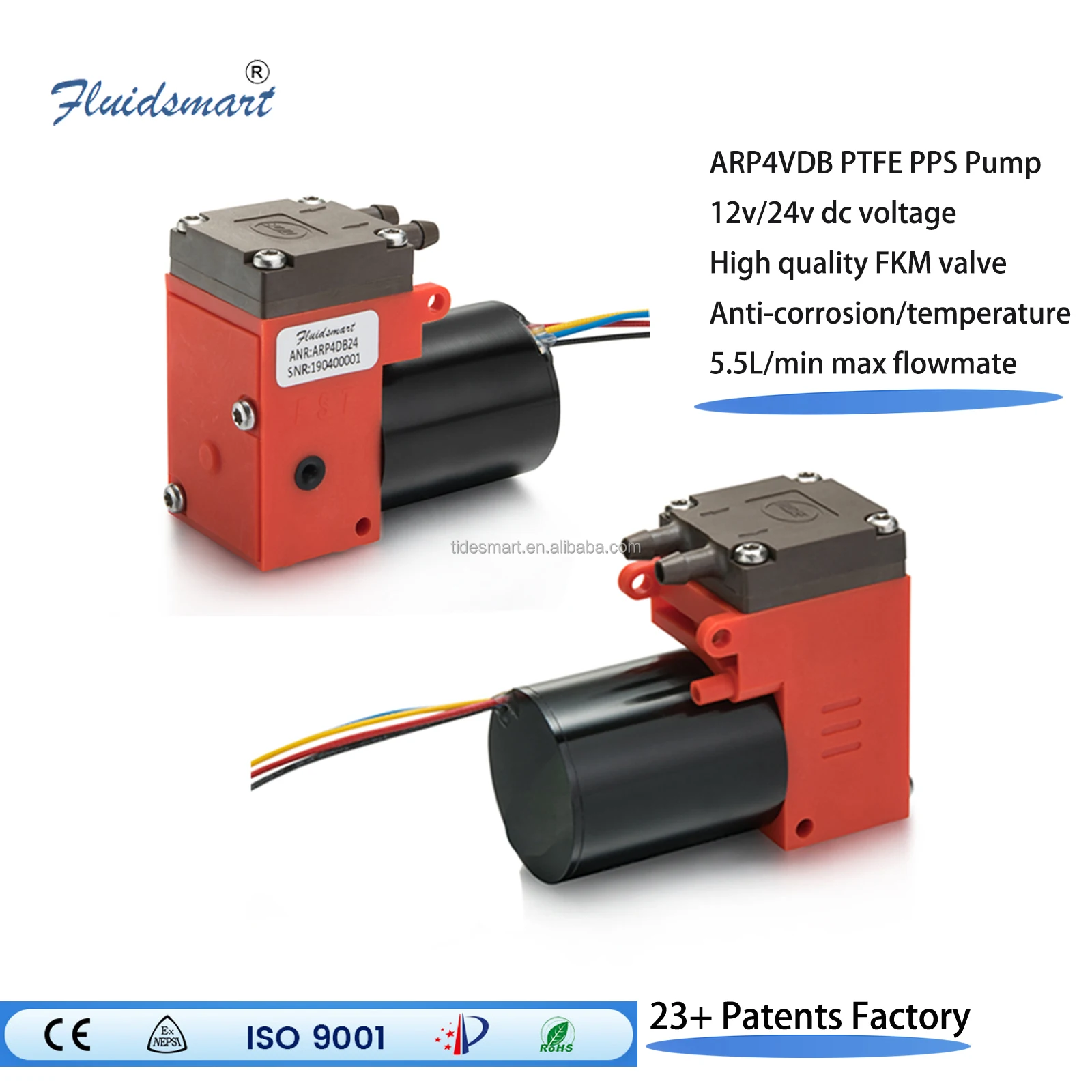 Fluidsmart ARP4VDB24 high pressure brushless-dc-piston-pump-24v oil less vacuum sampling pump
