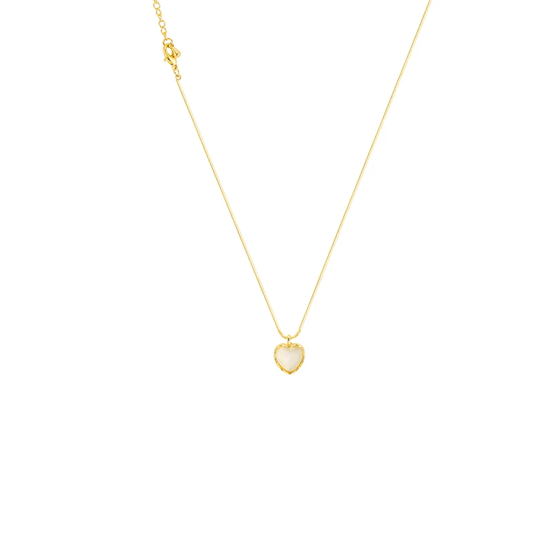 
2021 Wholesale Fashion Heart Opal Pendant Necklace Choker 18k Gold Plated Temperament Necklace For Women 