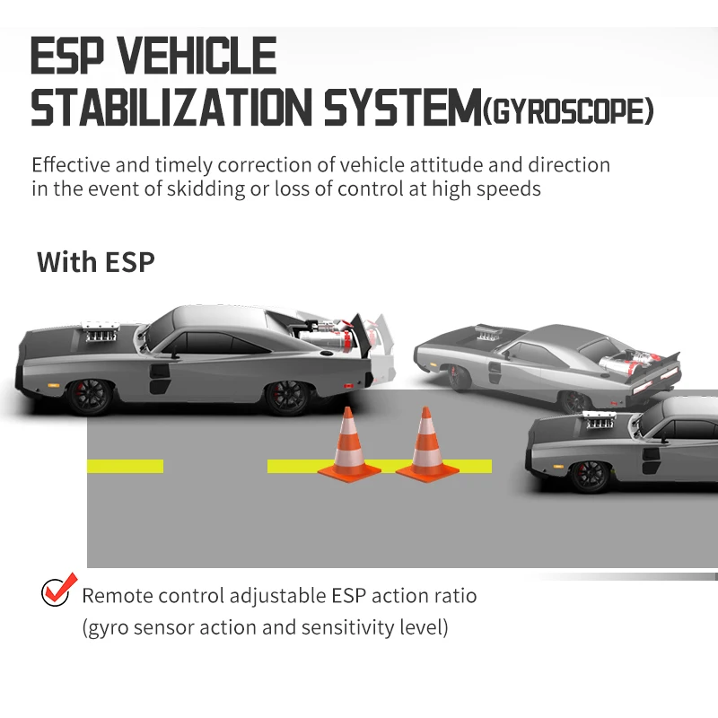 1004A 1004B 1/10 2.4G RC 2WD/4WD Switchable High-speed Brushless Motor Drift ESP Gyro On-Road Racing Flat Vehicle Model Car Toys