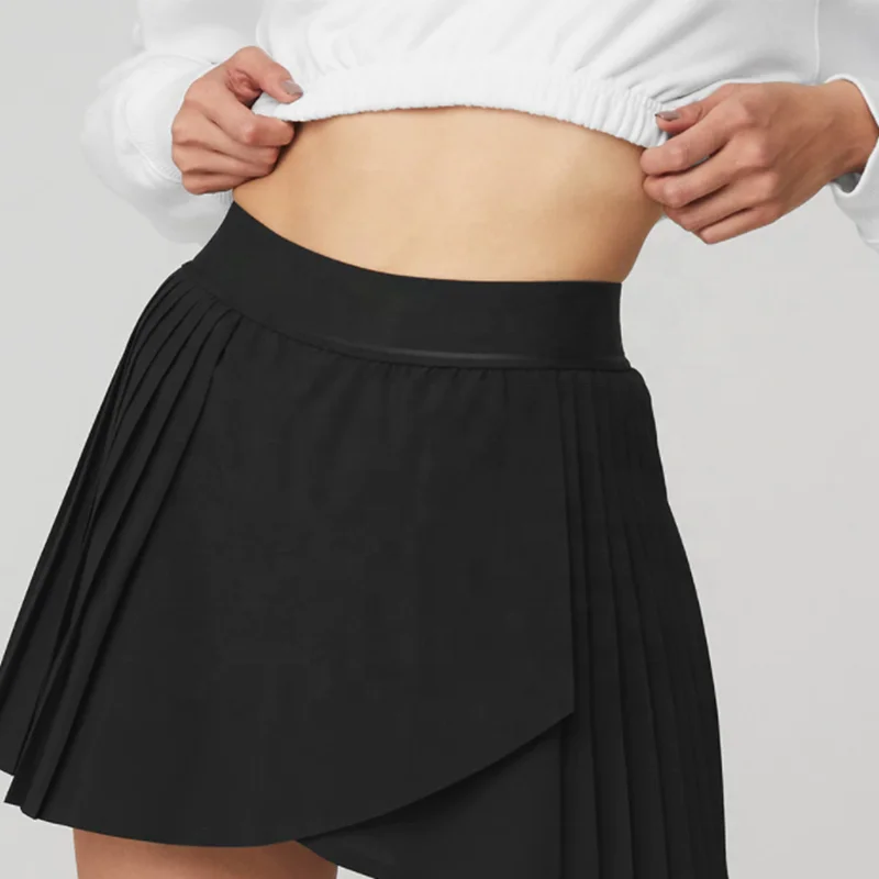 Высококачественные простые атласные ассиметричные плиссированные дышащие теннисные элегантные Леггинсы с карманами