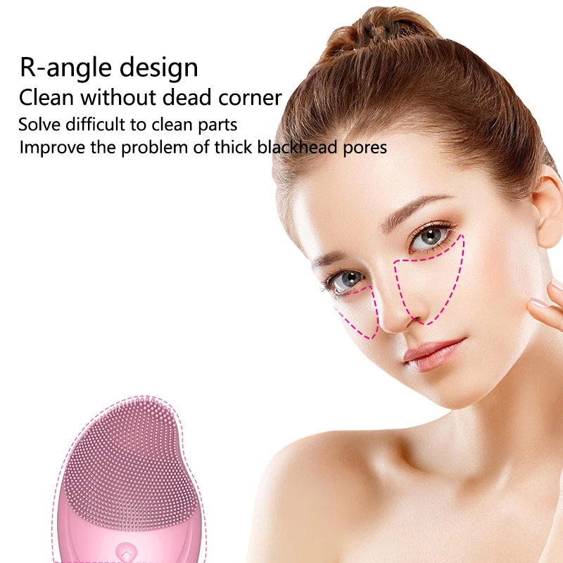 Mini Deep cleaning Waterproof Electric Facial Cleansing Brush Ultrasonic Soft Silicone Face Cleanser
