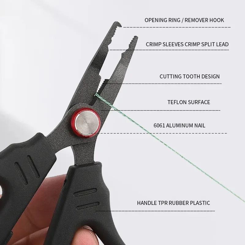 Pullzer stainless steel fishing tool portable braided wire cutting machine with serrated open ring fishing scissors