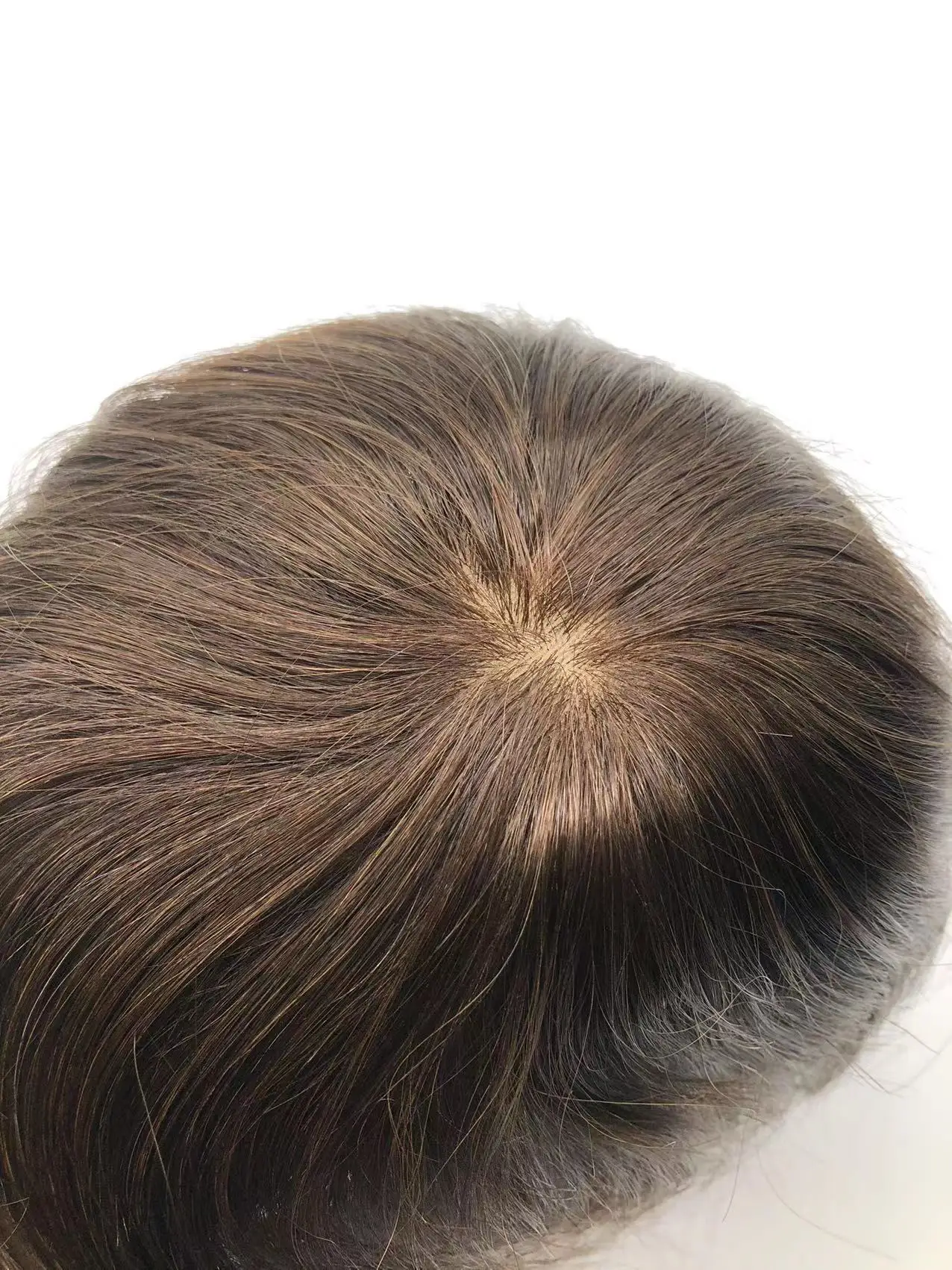 HQ Smooth Human Hair Natural Brown Different hair Length Front Hand Tied Silk Crown Wig