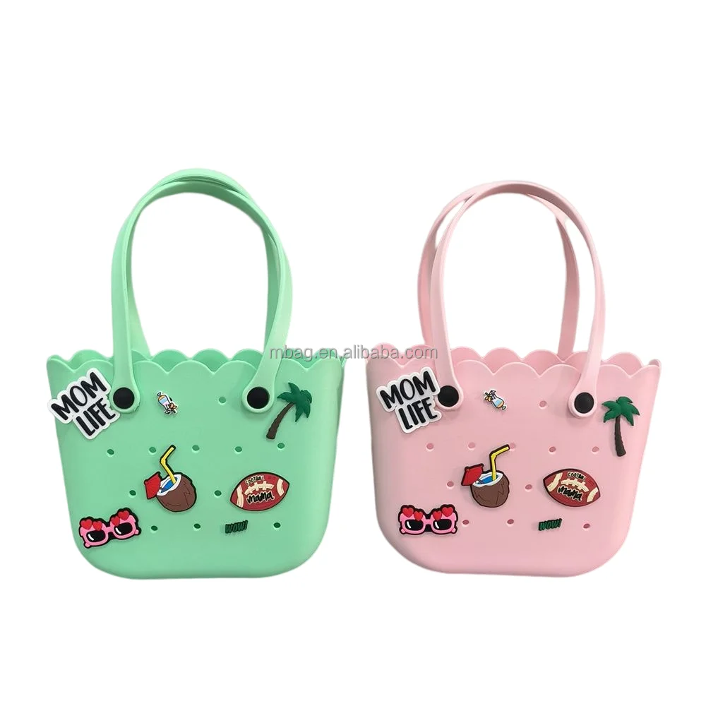 Rubber Beach Bag Eva Perforated Waterproof  Durable Open Silicone Tote Bag For Outdoor Beach Pool Sports