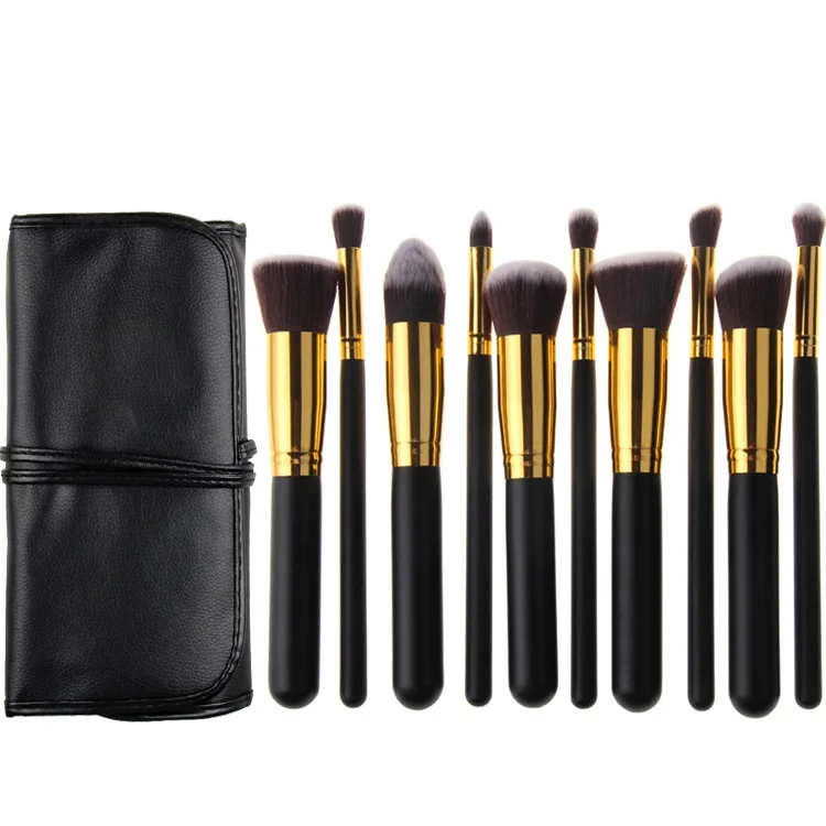 10 Pcs Makeup Brushes Eyeshadow Rouge Liquid Foundation Brushes Cosmetic Tools Soft Synthetic Hair Brush Mini Kit with PU Bag