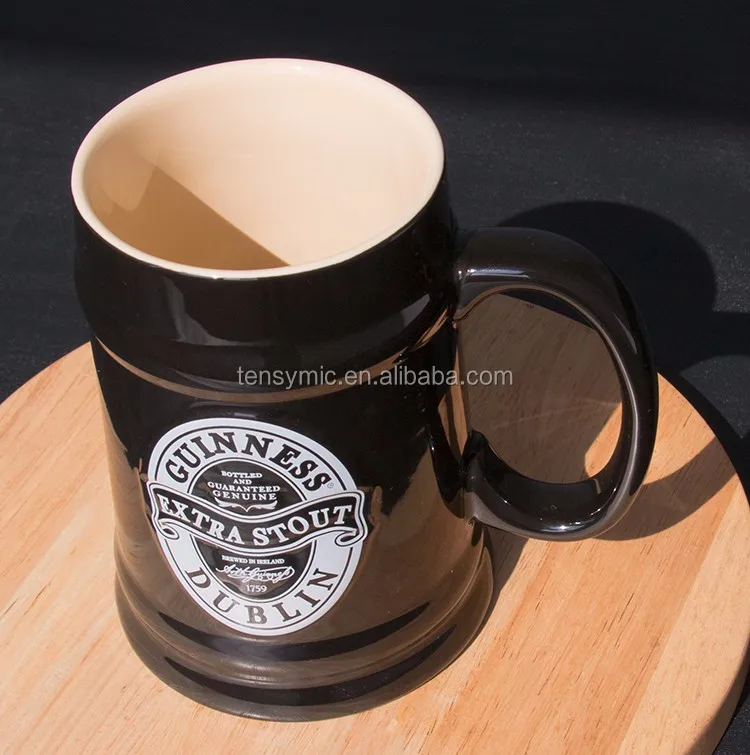 Hot selling color glazed stein ceramic beer mug with handles