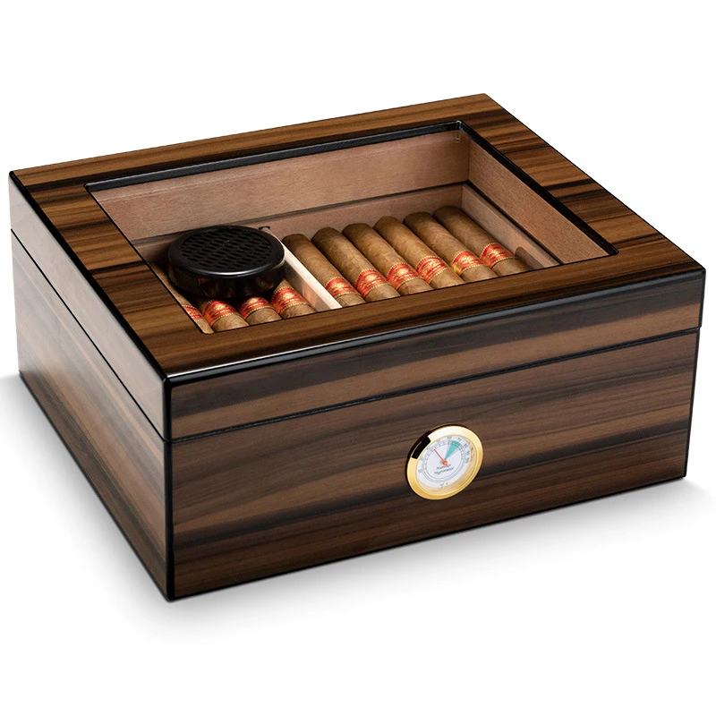 Cigar Humidor Piano Paint Cedar Wood Glass High Quality Elegant Retro Large Capacity for 75pc Cabinet CLASSIC Lacquer 75 Cigars