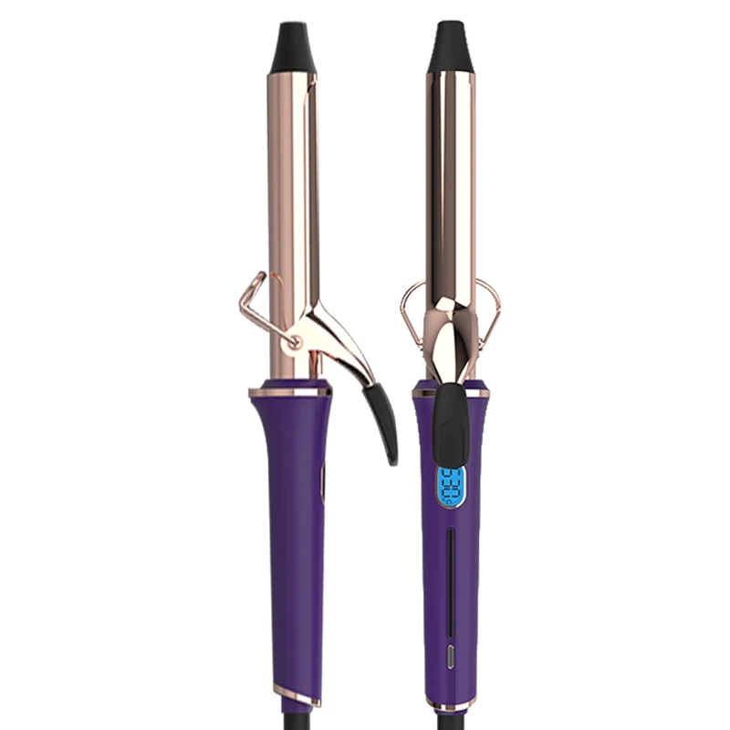 Electric wave hair curling lcd display ptc heating portable magic hair curler