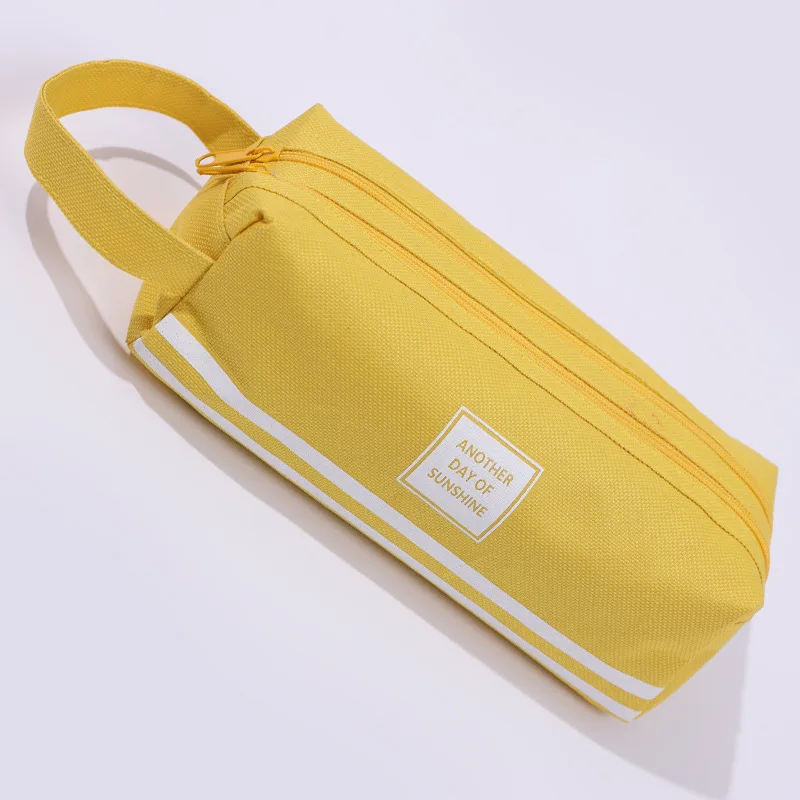 Custom Large-capacity pencil case with handle creative and multifunctional double-layer pupil pencil bag