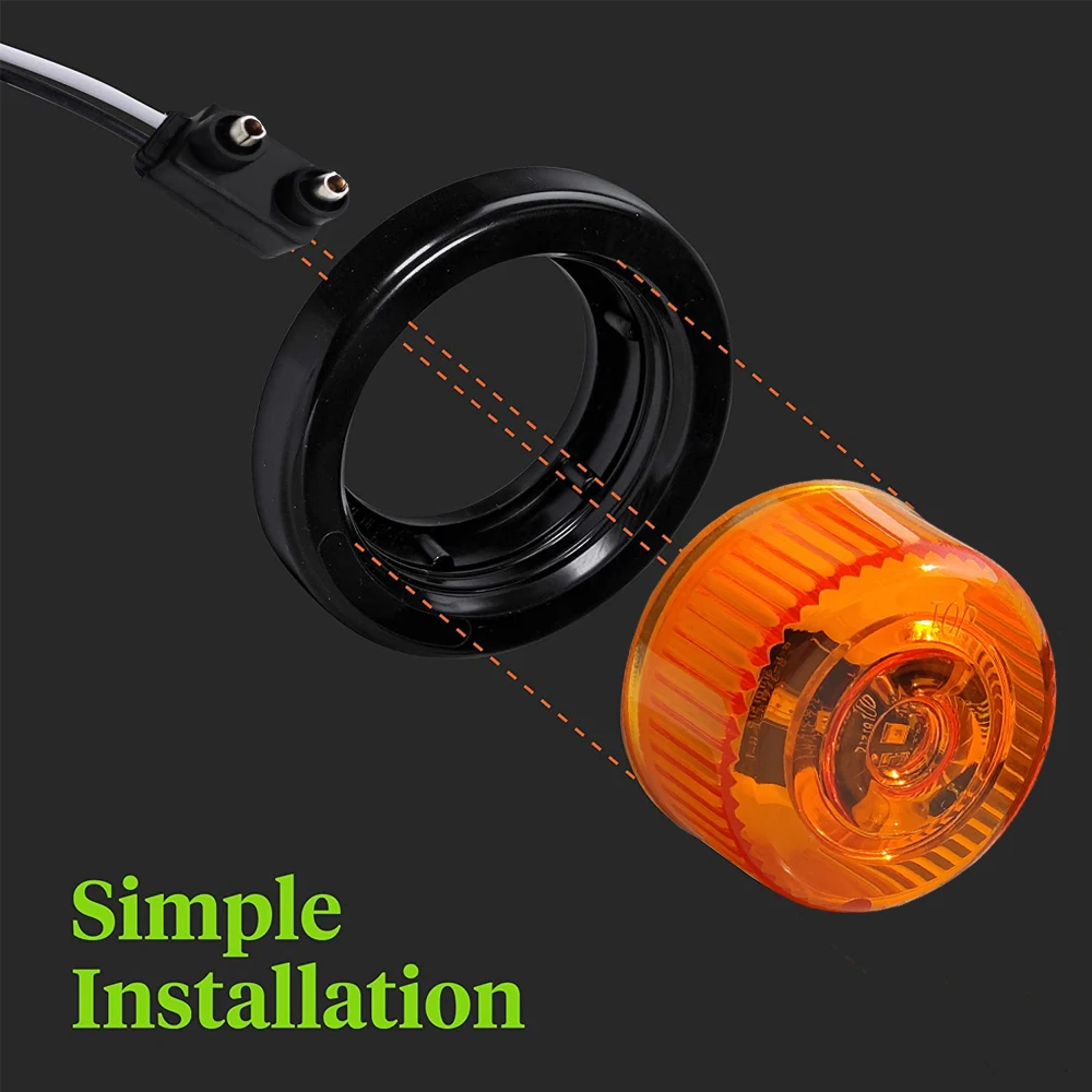 2 дюйма, 12 В, круглая втулка для крепления, белые светодиодные габаритные огни для трактора, грузовика