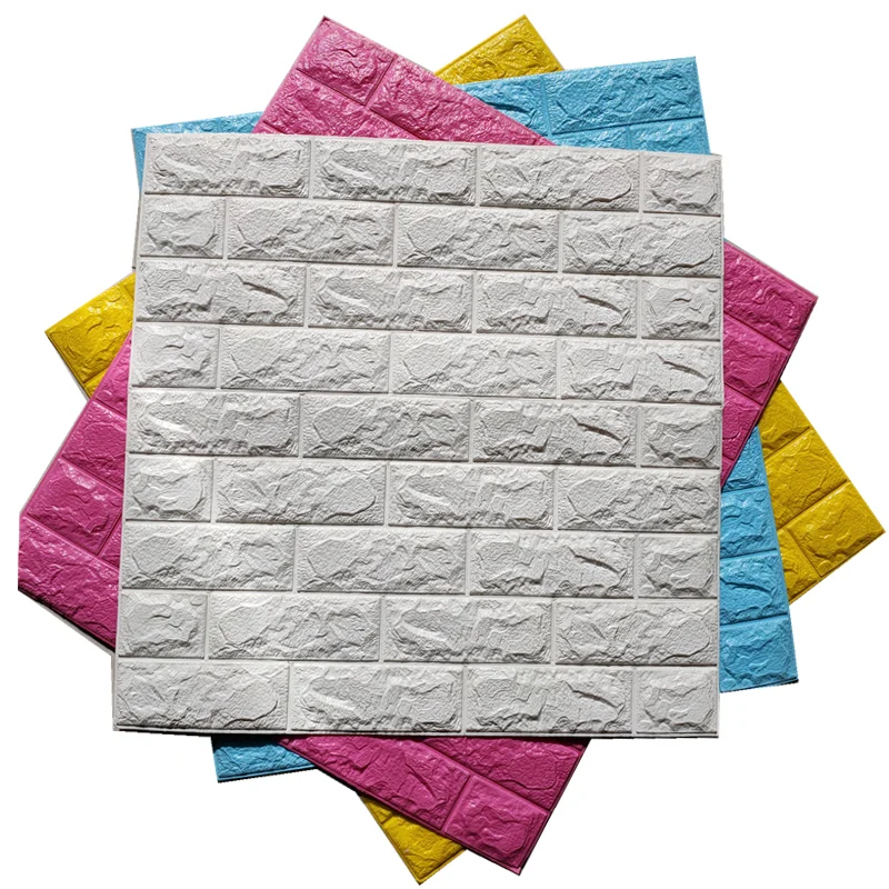 Cheap Wall paper for Sale Self Adhesive Wall Tiles foam brick 3d wall sticker  wholesale home decoration  color wallpaper