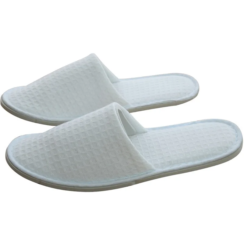 Hot Closed Toe White Waffle  EVA Sole Hotel Home Bathroom Slippers