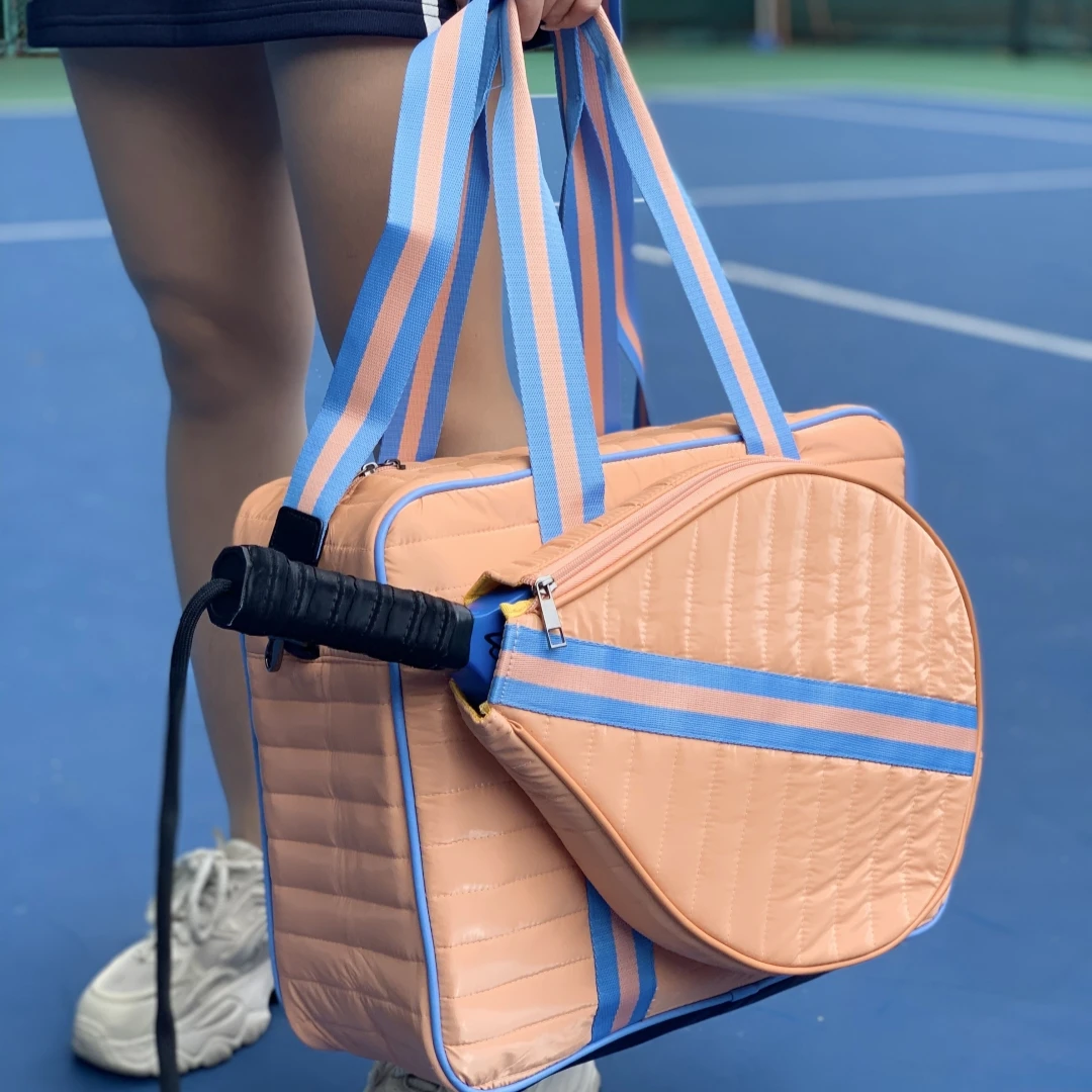 RTS Pink Quilted Puffer Padel Racquet Bag for Women Pickleball Racket Crossbody Shoulder Sling Bag Pickleball Tennis Backpack