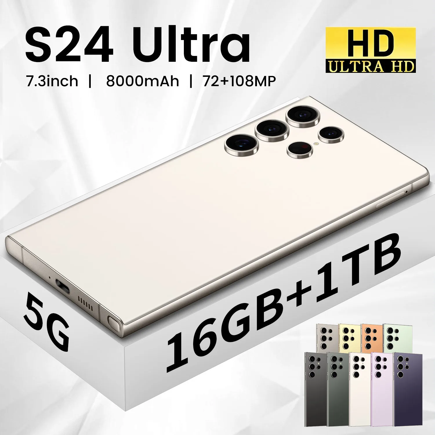 S24 super original 16gb + 1tb 72MP + 108MP 7.3-inch mobile smartphone Big battery Android 14 mobile phone