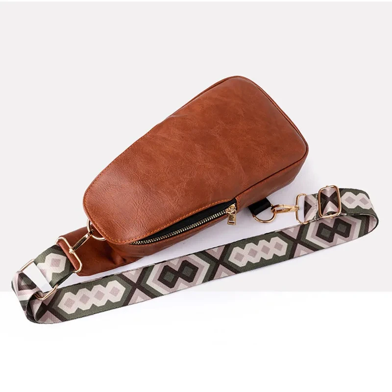 2024 New Texture PU Customize Strap Fashion Chest Bag Minimalist One Shoulder Crossbody Bag Wide Shoulder Strap for Women