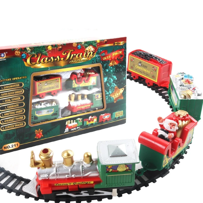 New  Unisex Figures Electric Rail Toy Simulation Electric Santa Claus Driving Mini Train Toys  for Children Christmas Gift Kids