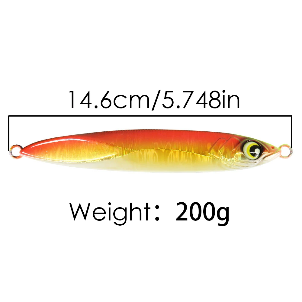 XIANGHE 200g High Quality Metal Jig Fishing Lure Set Fast Sinking Jigging Bait with Double Hooks for Seawater River Lake Fishing