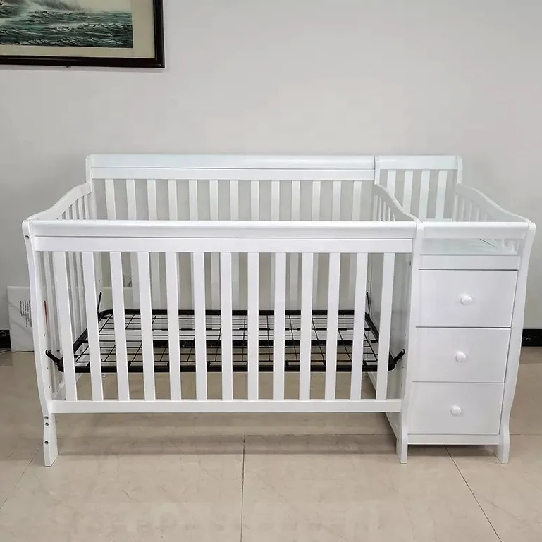 New Born Wooden Baby Bed Crib Babies Sleeping Furniture Cot Set Cunas Para Bebe Cradle bedding set For babies