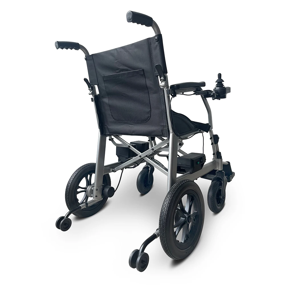 KSM-505 Light weight folding electric wheelchair portable aluminum power chairs dual controller wheelchair 12.5kgs