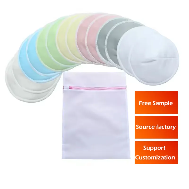 Bamboo Nursing Breast Pads 14 Pack Washable with Laundry Bag Super Soft Breastfeeding Pad for Maternity Reusable Nipple Covers