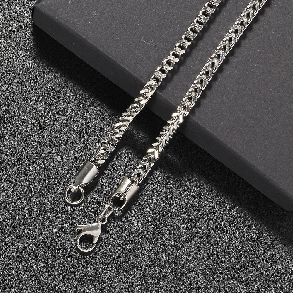 Wholesale 18K Gold 14K Gold 3mm Franco Chain Men Women Necklace Stainless Steel Chains