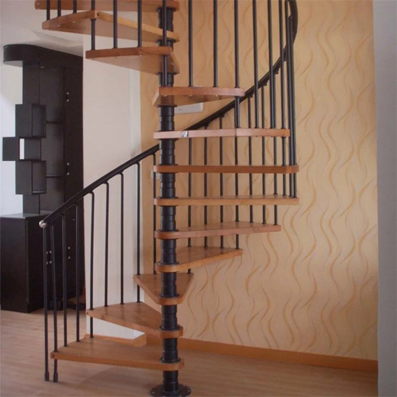 Steric Hot Sale Nice Wood Tread Round Spiral Staircase Space Saving Indoor Spiral Staircase
