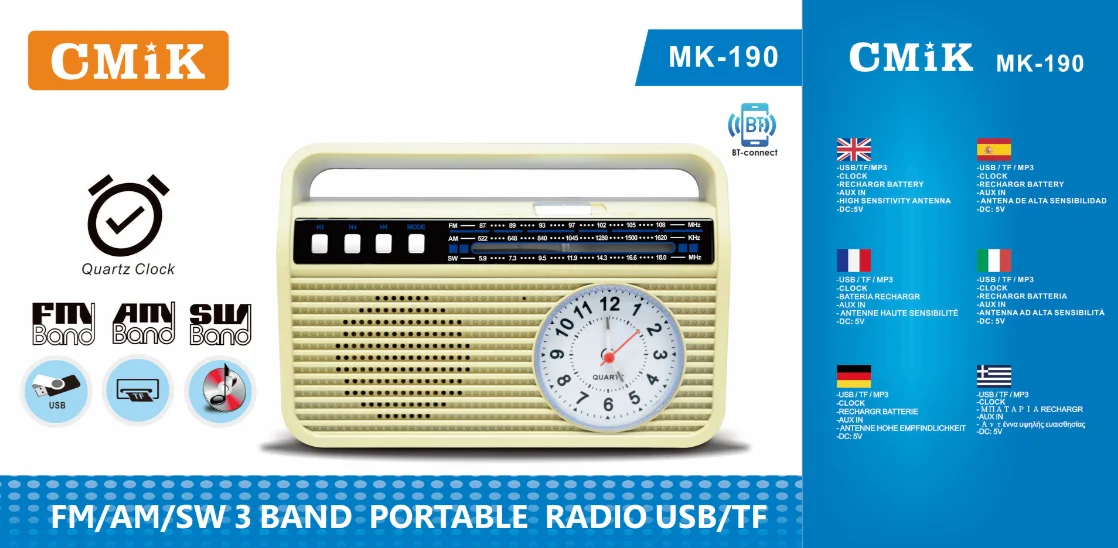 Cmik mk-190 старое Ретро radyo Многополосная MP3 ручка перезаряжаемая Портативная