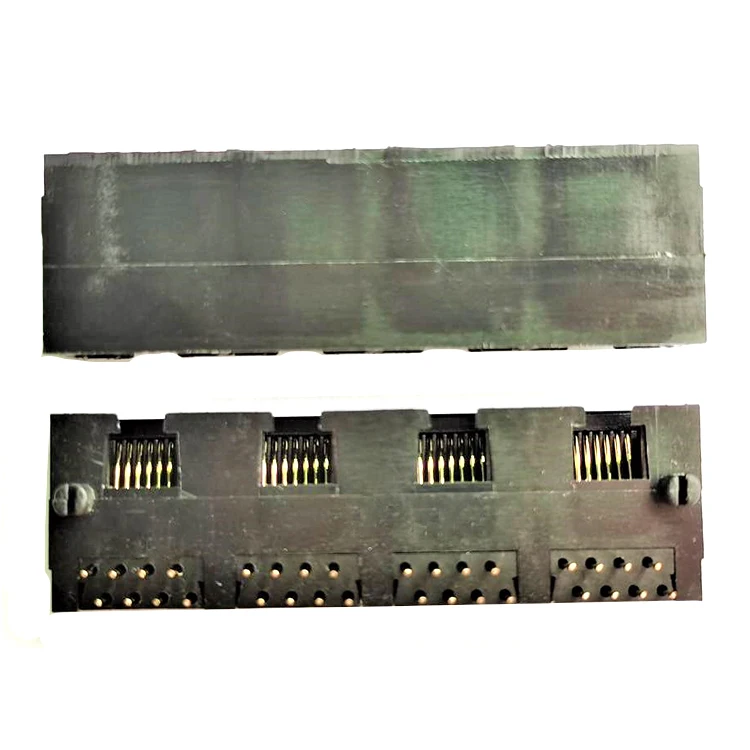 Вертикальный разъем rj45, четырехпортовый разъем PCB jack, сквозное отверстие, гнездовой модульный разъем