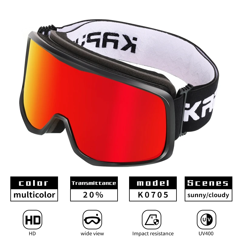 KAPVOE Outdoor Ski Goggles Anti Fog, Anti-Slip Silicone Elastic Strap Ski Goggles Triple layers Foam TPU Flexible Frame