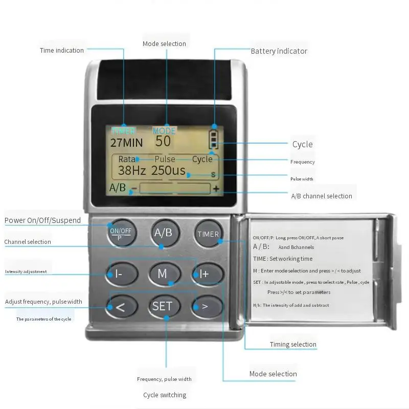 Medium and low frequency pulse DIY adjustable frequency pulse width therapy instrument US510K meridian digital massager
