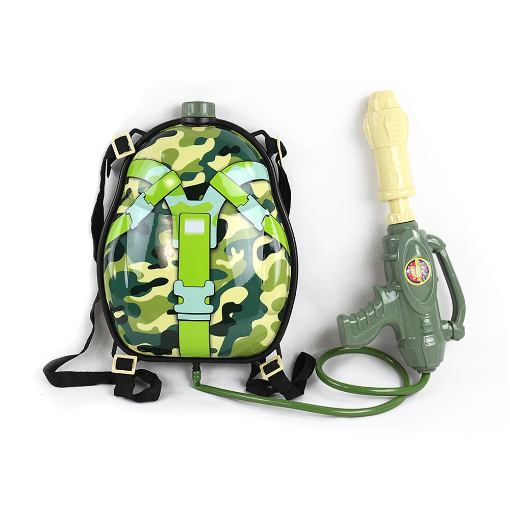 Kids summer fireman military plastic pumping water gun with backpack