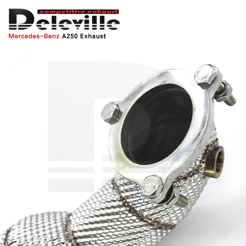 OEM High Flow Exhaust Downpipe With Catalyst For Benz A250 2.0T 2014 Stainless Steel Heat Shield Front Tube