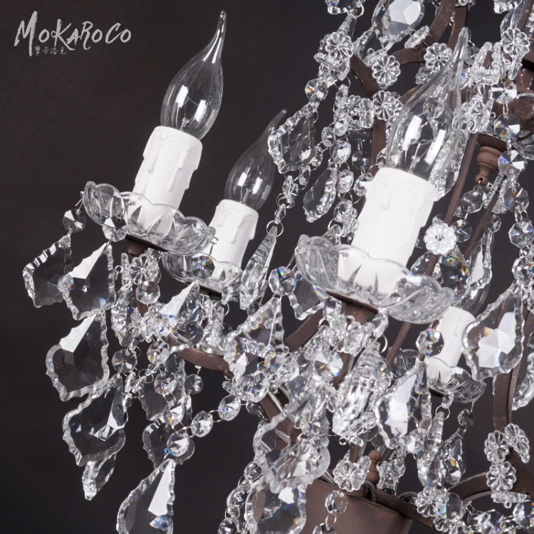 
19TH C. ROCOCO IRON CRYSTAL FLOOR LAMP rust color antique wrought iron floor standing crystal floor lamp 