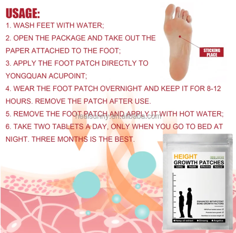 8pcs Height Increasing Foot Patches Enhancer Grow Height Enhancer Patch